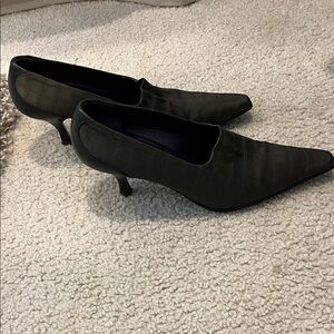Donald J. Pliner Dark Green with black Kitten Heel Shoes